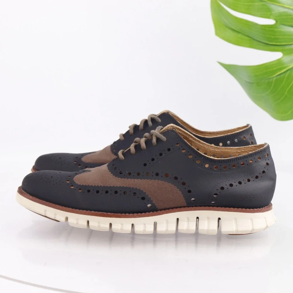 Cole Haan Mens Zerogrand OX Wingtip Oxfords Sneakers Size 8 Brown Black Shoes